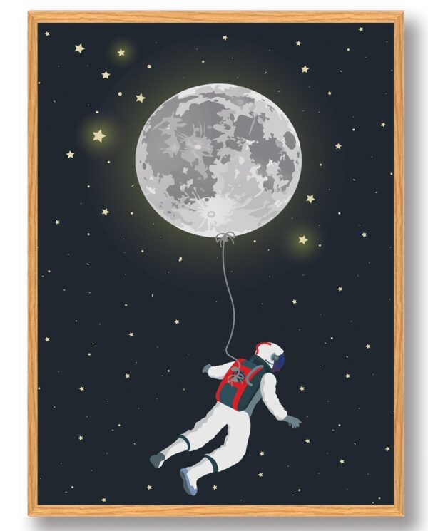 Ballon spaceman - plakat (Størrelse: S - 21x29