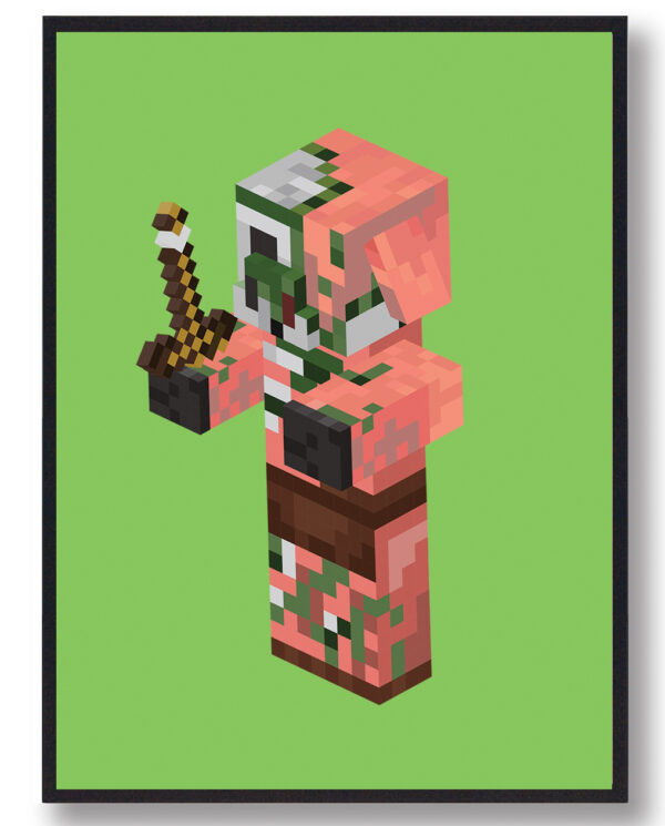 Zombified Piglin grøn - minecraft gamerplakater (Størrelse: L - 50x70cm (B2))