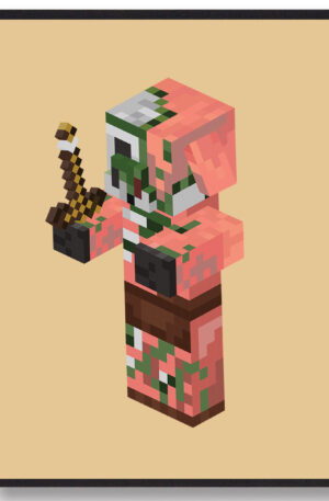 Zombified Piglin gul - minecraft gamerplakater (Størrelse: L - 50x70cm (B2))