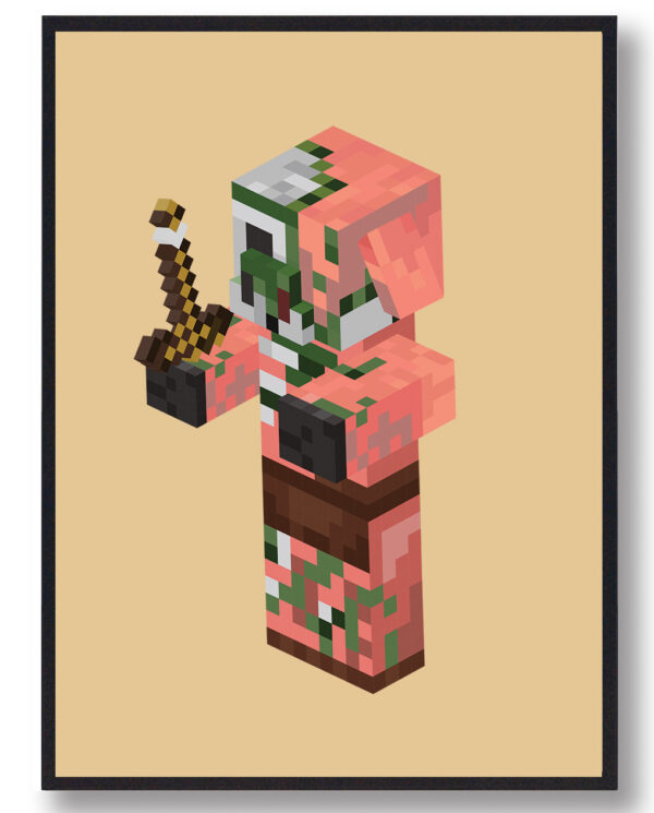 Zombified Piglin gul - minecraft gamerplakater (Størrelse: L - 50x70cm (B2))