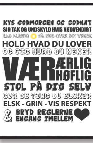 Kys hinanden godmorgen (Hvid) - plakat (Størrelse: S - 21x29