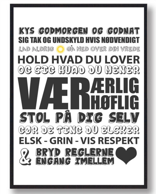 Kys hinanden godmorgen (Hvid) - plakat (Størrelse: S - 21x29