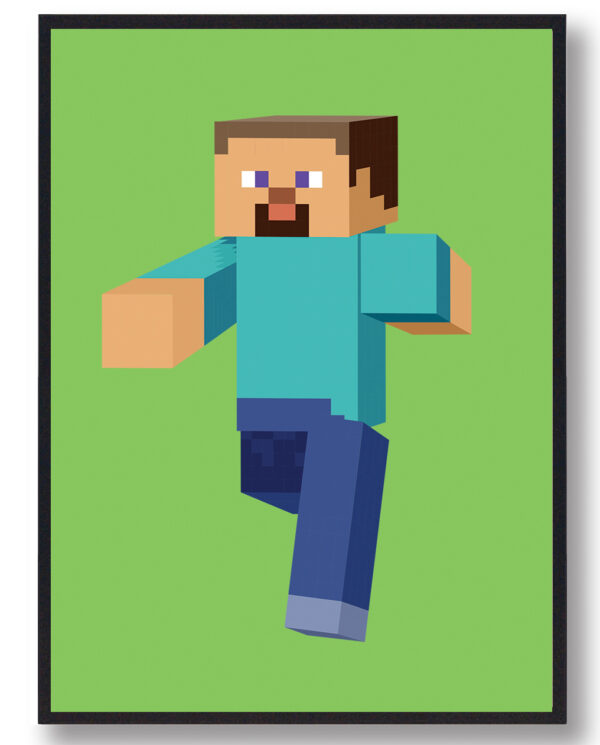 Mand - minecraft gamerplakater (grøn) (Størrelse: L - 50x70cm (B2))