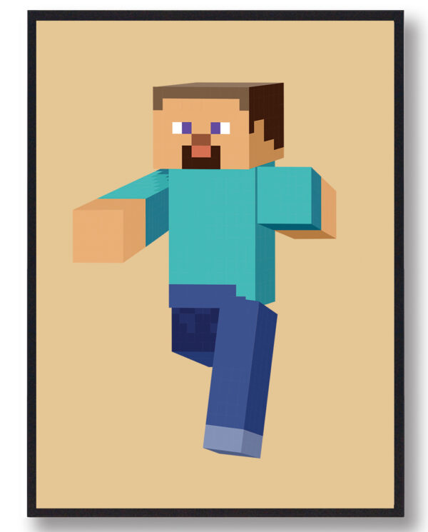 Mand - minecraft gamerplakater (gul) (Størrelse: L - 50x70cm (B2))