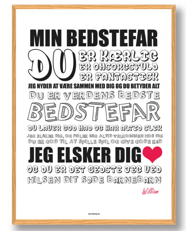 Min bedstefar - plakat (Størrelse: S - 21x29