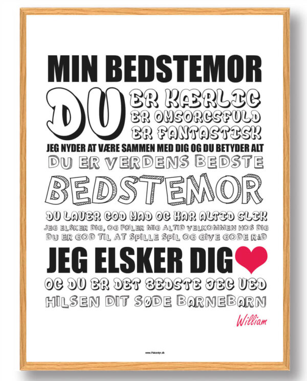 Min bedstemor... - plakat (Størrelse: XS - 15x21cm (A5))