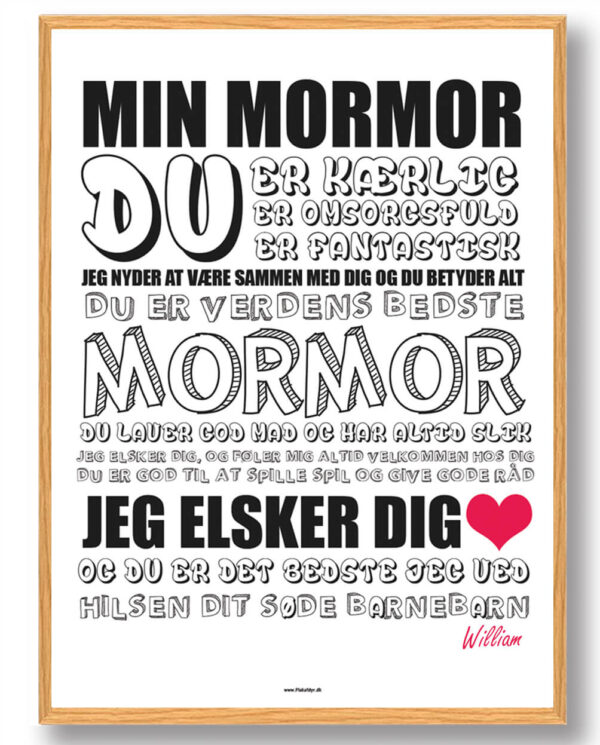 Min mormor - plakat (Størrelse: XS - 15x21cm (A5))