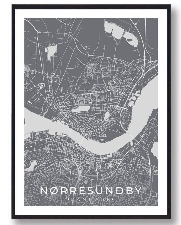 Nørresundby plakat - grå (Størrelse: L - 50x70cm (B2))