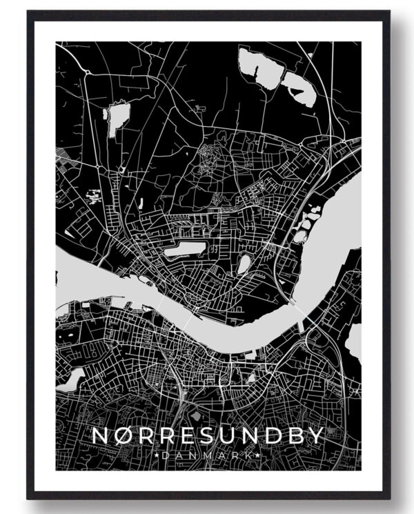 Nørresundby plakat - sort (Størrelse: L - 50x70cm (B2))