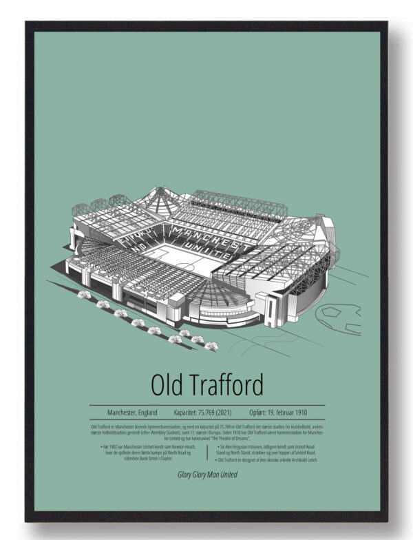 Old Trafford - Manchester United - mintgrøn (Størrelse: S - 21x29