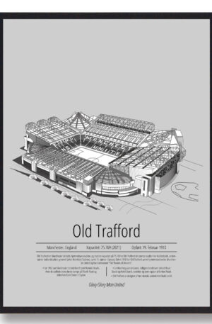 Old Trafford - Manchester United - grå (Størrelse: S - 21x29