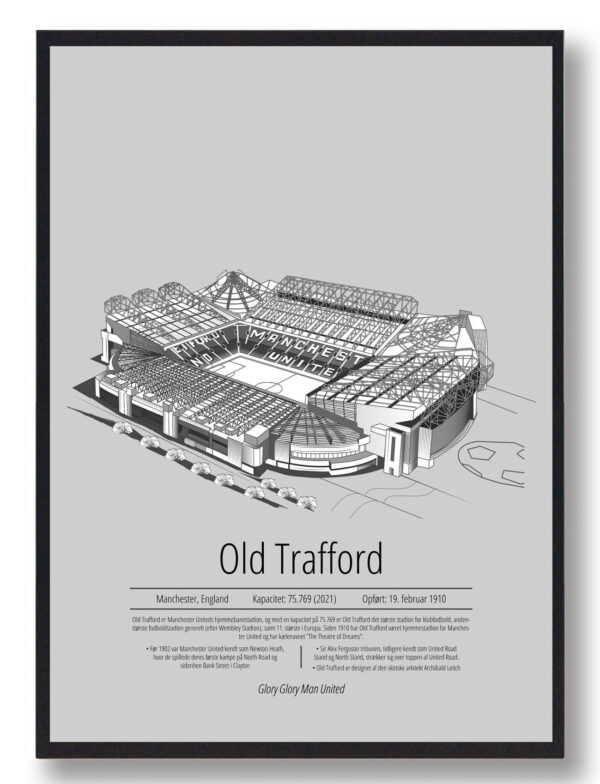 Old Trafford - Manchester United - grå (Størrelse: S - 21x29