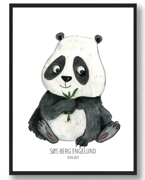 Panda - navneplakat (Størrelse: L - 50x70cm (B2))