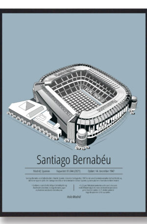 Santiago Bernabeu - Real Madrid - lyseblå (Størrelse: S - 21x29