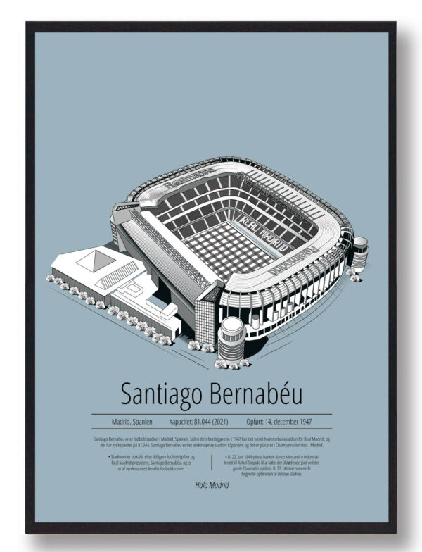 Santiago Bernabeu - Real Madrid - lyseblå (Størrelse: S - 21x29