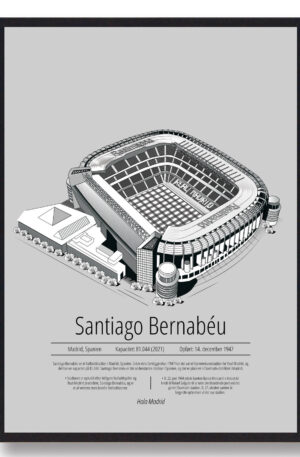 Santiago Bernabeu - Real Madrid - grå (Størrelse: S - 21x29