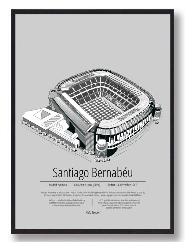 Santiago Bernabeu - Real Madrid - grå (Størrelse: S - 21x29