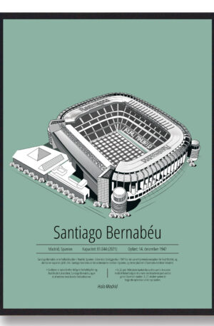 Santiago Bernabeu - Real Madrid mintgrøn (Størrelse: S - 21x29