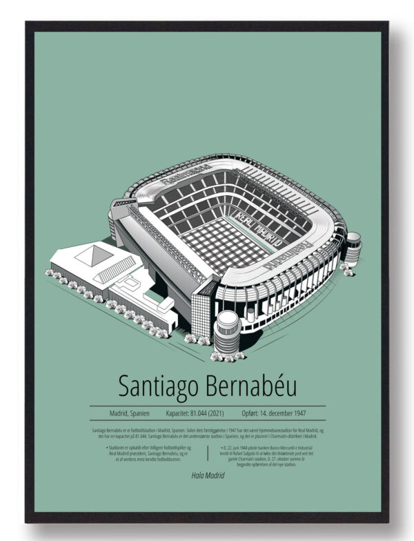 Santiago Bernabeu - Real Madrid mintgrøn (Størrelse: S - 21x29