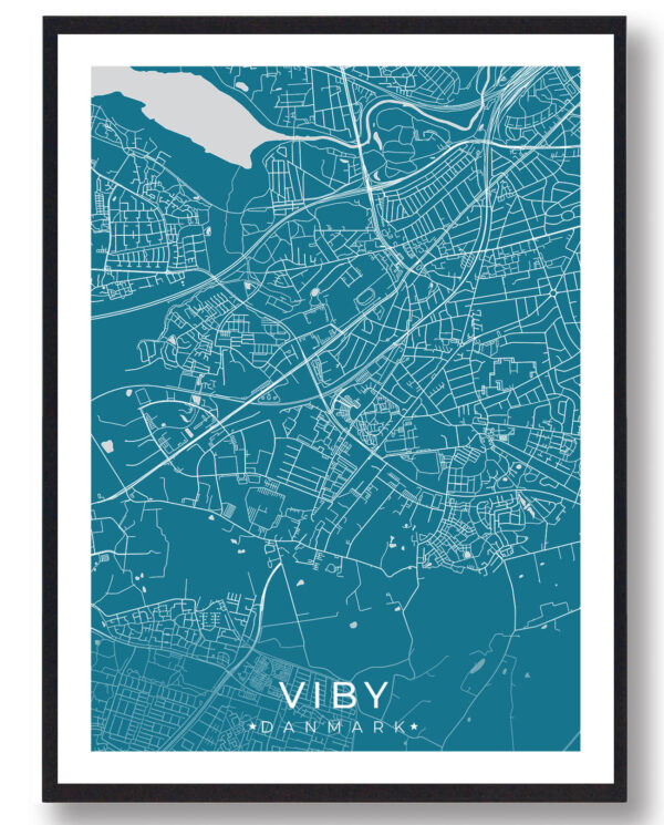 Viby J plakat - blå (Størrelse: L - 50x70cm (B2))