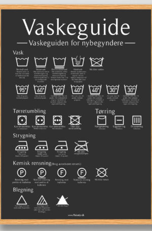 Vaskeguide plakat - Sort (Størrelse: S - 21x29