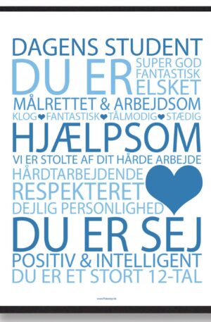 Dagens student plakat - blå (Størrelse: L - 50x70cm (B2))