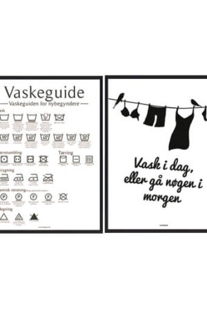 Vaskeguide og 'Vask i dag' - plakatsæt (Størrelse: S - 21x29