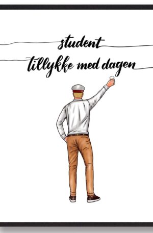 Tillykke med dagen - studenterplakat (lyst hår) (Størrelse: L - 50x70cm (B2))